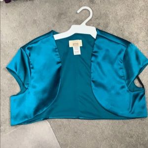 Elegant Teal Satin Shrug